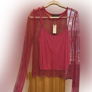 Sunday in Brooklyn Pink Mesh Top